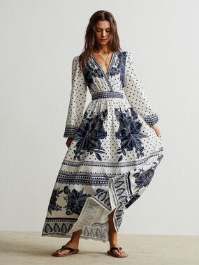Floral Print Long Sleeve Maxi Dress